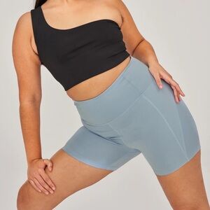 Girlfriend Collective Net-a-Porter Run Short in Dew Blue